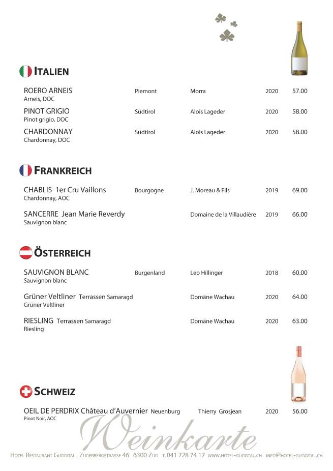 Weissweine Italien, Frankreich, Österreich; Rosewein Schwei